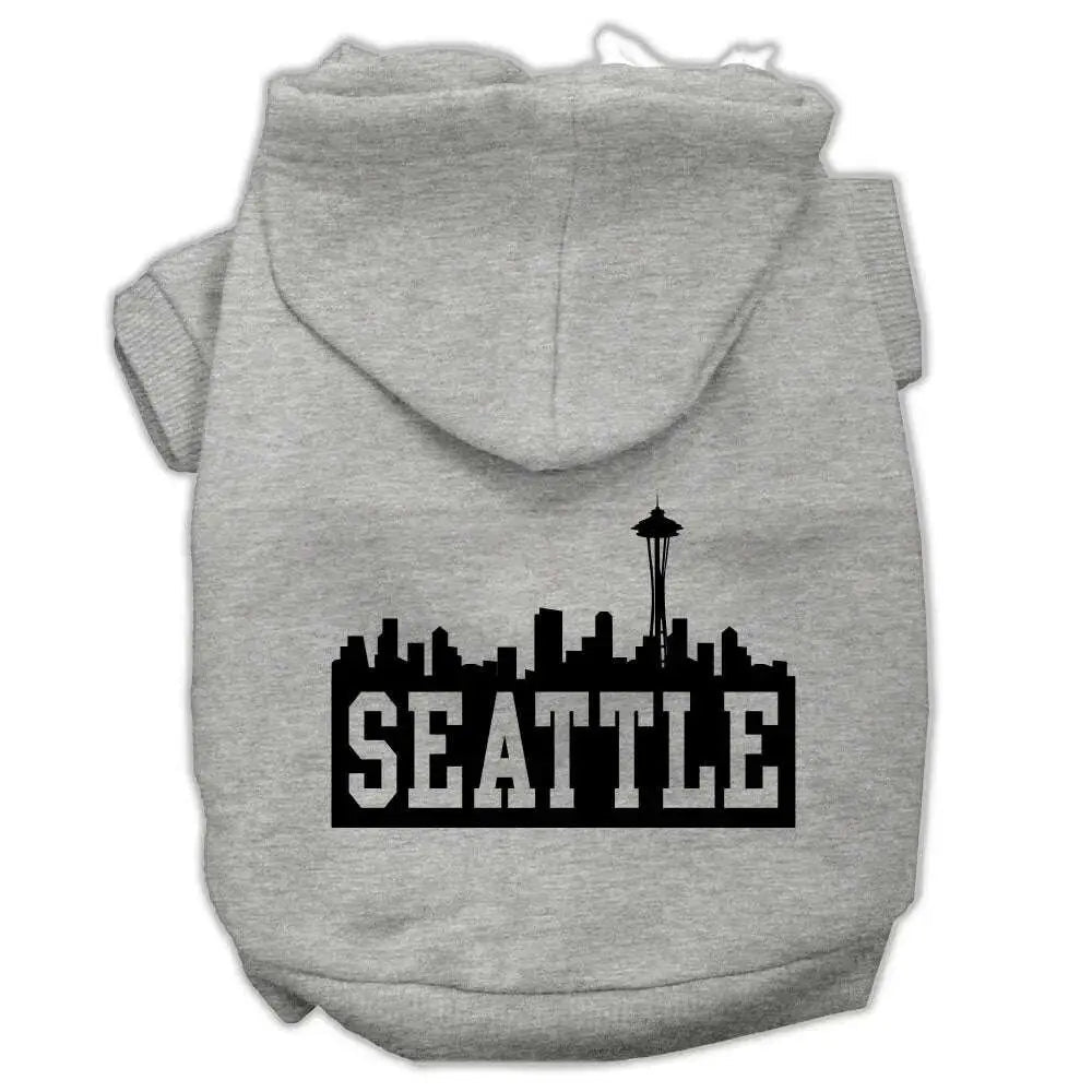 Seattle-Skyline-Screen-Print-Pet-Hoodies-Grey-Size-Med-GreatEagleInc-319655571