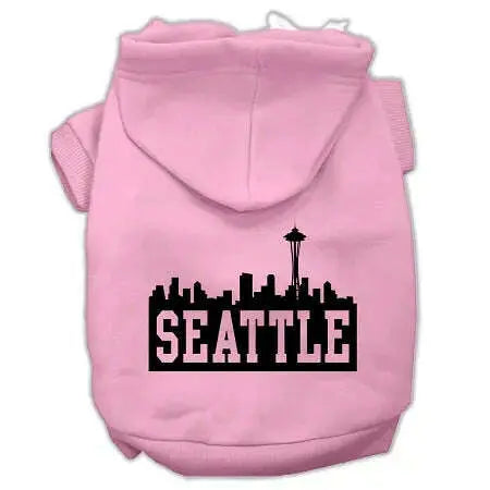 Seattle-Skyline-Screen-Print-Pet-Hoodies-Light-Pink-Size-Lg-GreatEagleInc-319656134