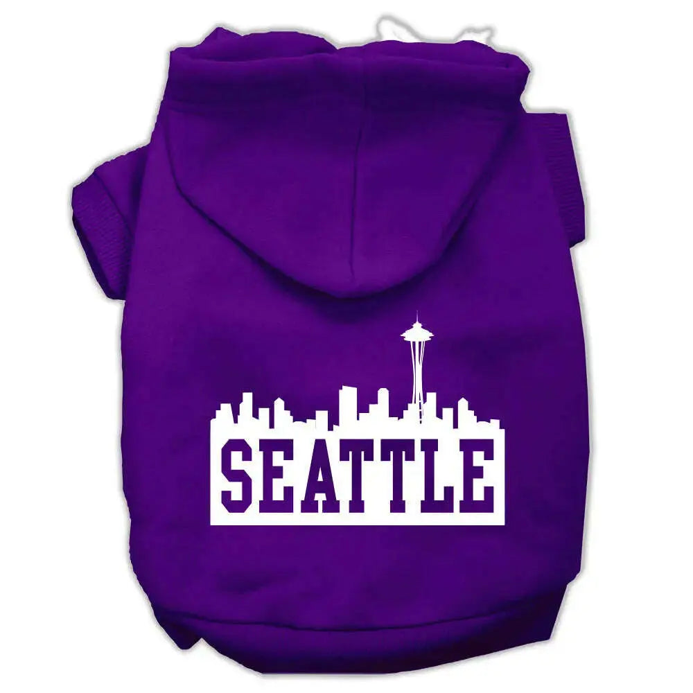 Seattle-Skyline-Screen-Print-Pet-Hoodies-Purple-Size-Lg-GreatEagleInc-319656060