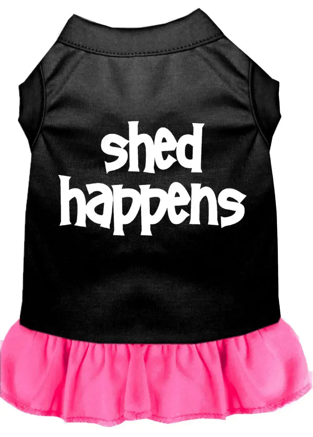 Shed-Happens-Screen-Print-Dress-Black-With-Bright-Pink-Lg-GreatEagleInc-318621546
