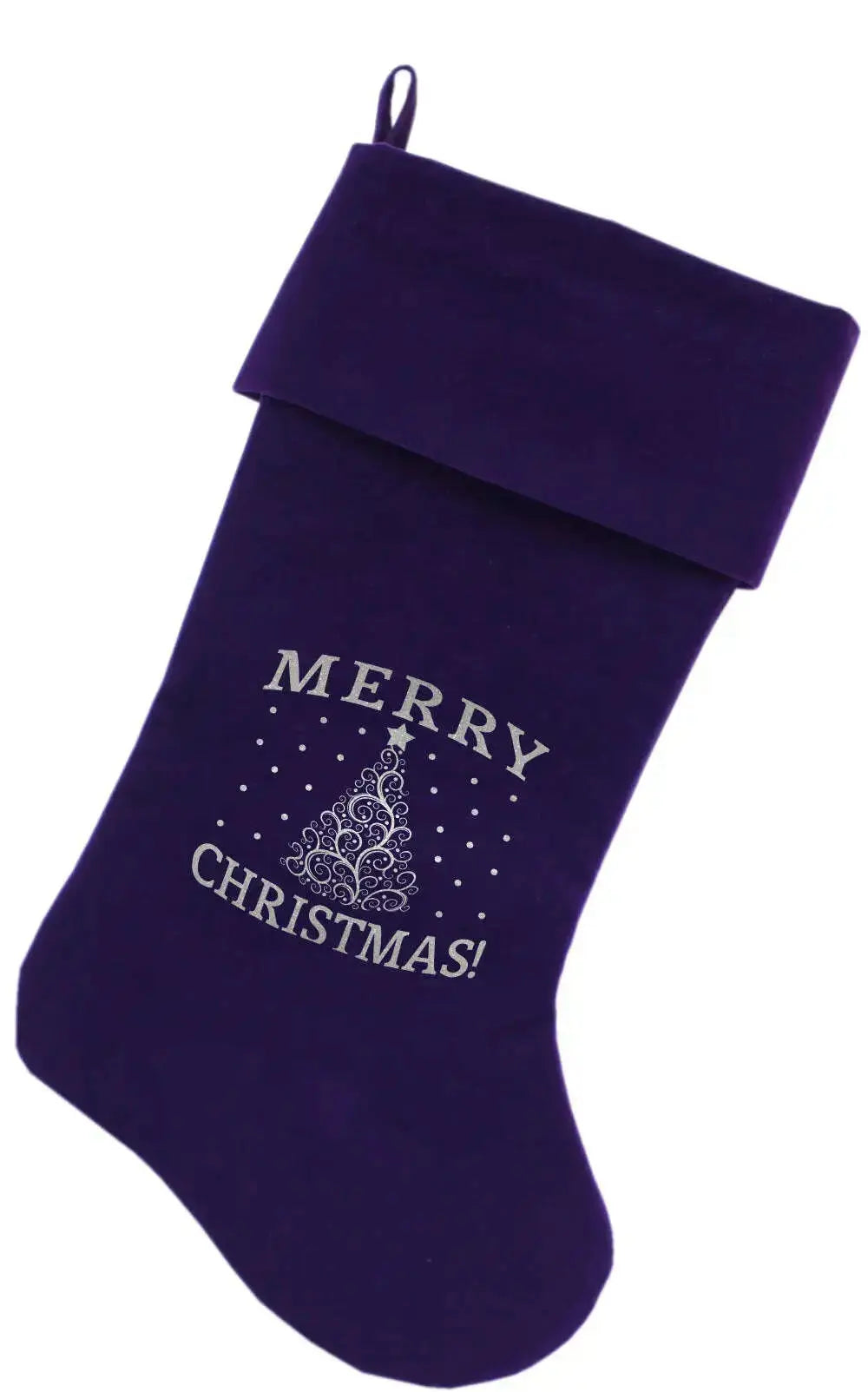 Shimmer-Christmas-Tree-Screen-Print-18-Inch-Velvet-Christmas-Stocking-Purple-GreatEagleInc-333826032