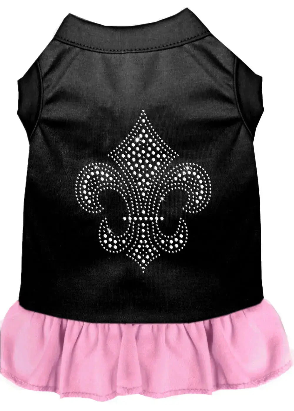 Silver-Fleur-De-Lis-Rhinestone-Dress-Black-With-Light-Pink-Xs-GreatEagleInc-320214611