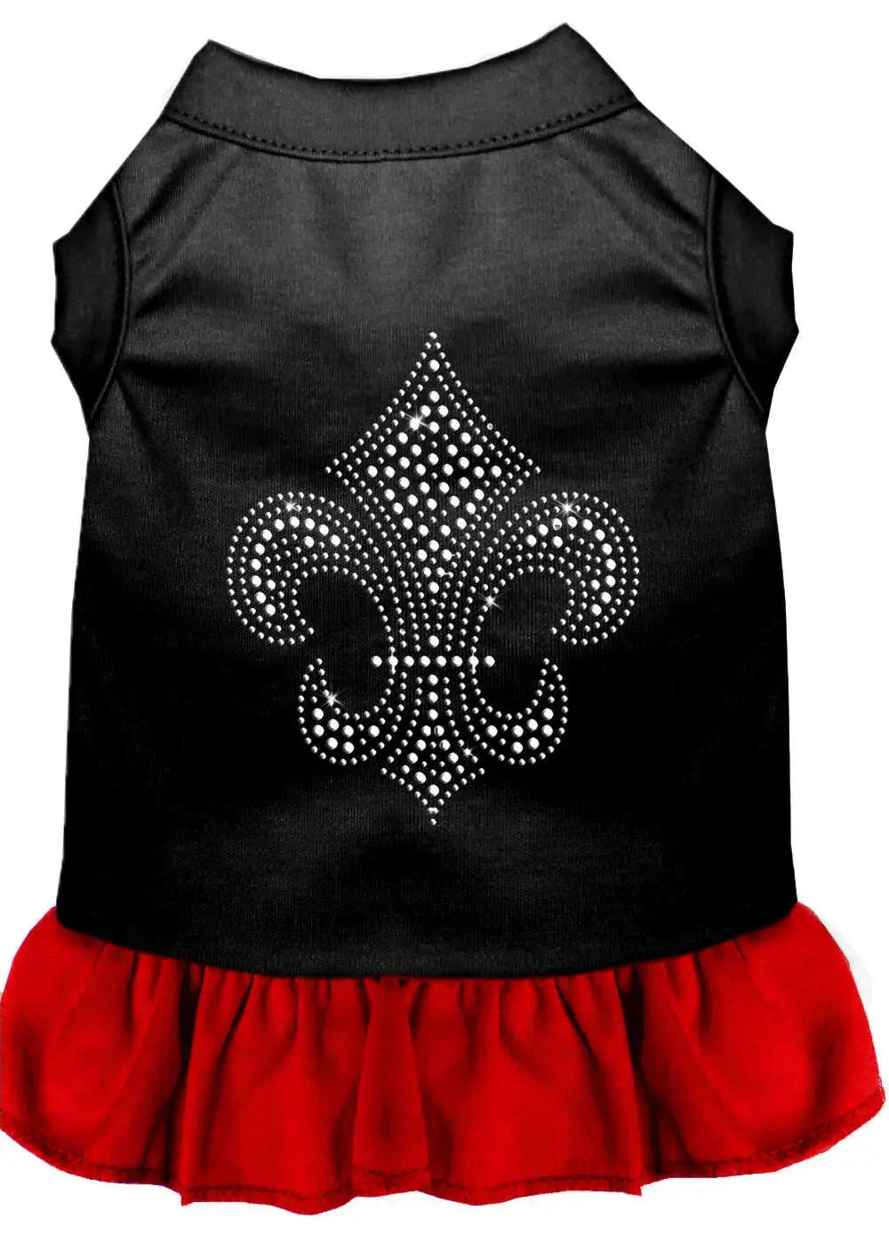 Silver-Fleur-De-Lis-Rhinestone-Dress-Black-With-Red-Med-GreatEagleInc-320217338