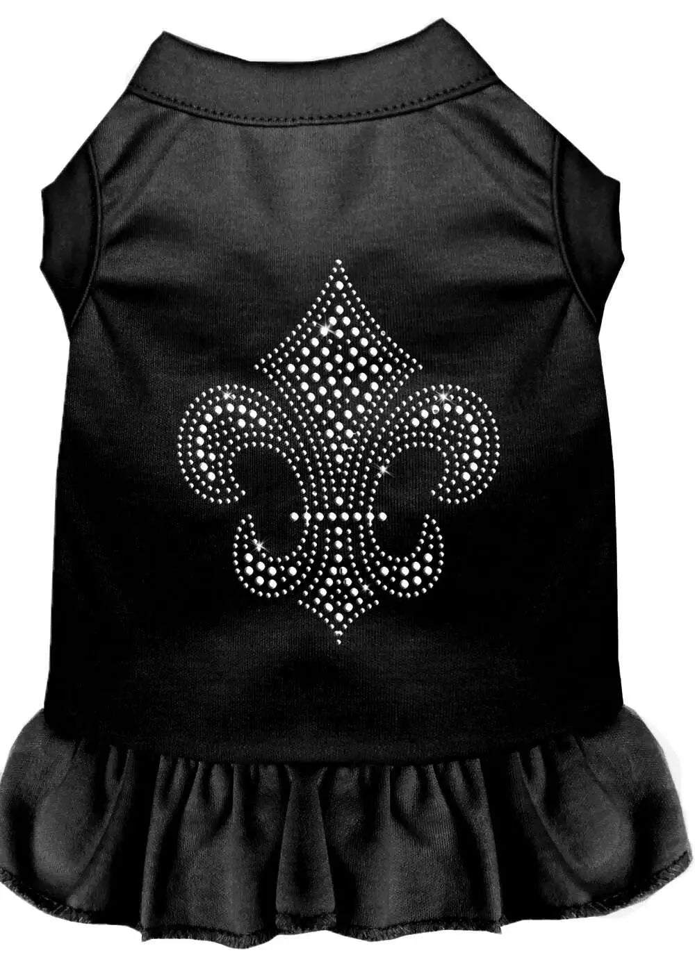 Silver-Fleur-De-Lis-Rhinestone-Dress-Black-Xl-GreatEagleInc-320215669
