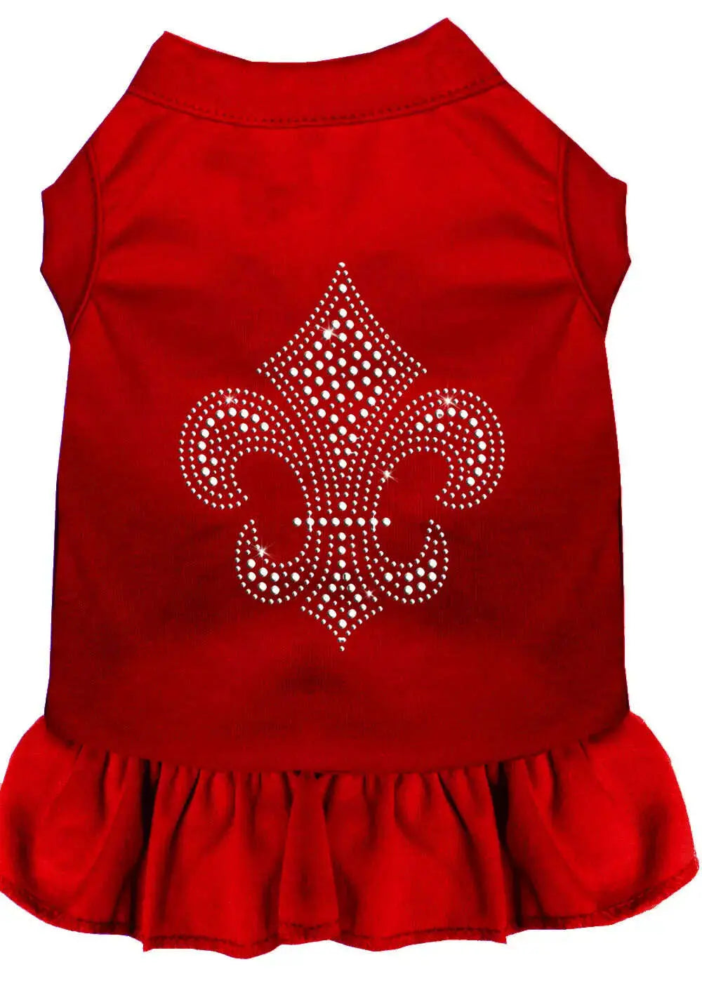 Silver-Fleur-De-Lis-Rhinestone-Dress-Red-4x-GreatEagleInc-320218746