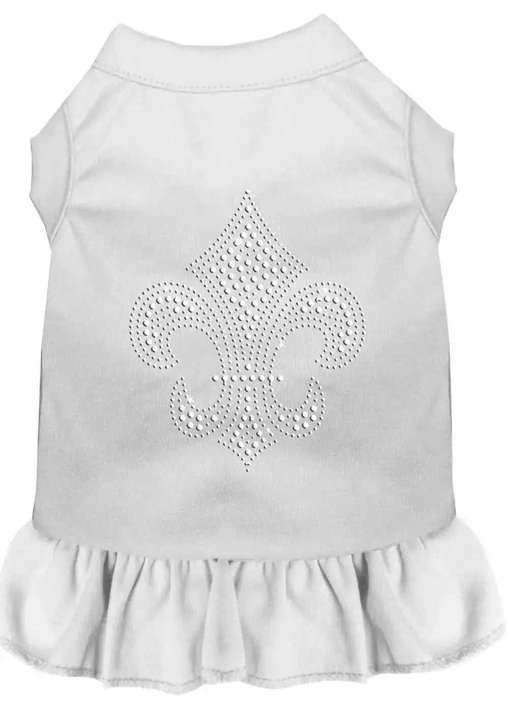Silver-Fleur-De-Lis-Rhinestone-Dress-White-Xs-GreatEagleInc-318613516