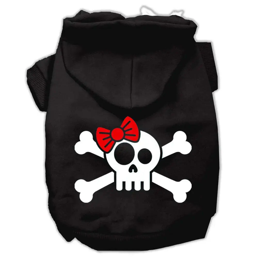 Skull-Crossbone-Bow-Screen-Print-Pet-Hoodies-Black-Size-Xs-GreatEagleInc-333948891