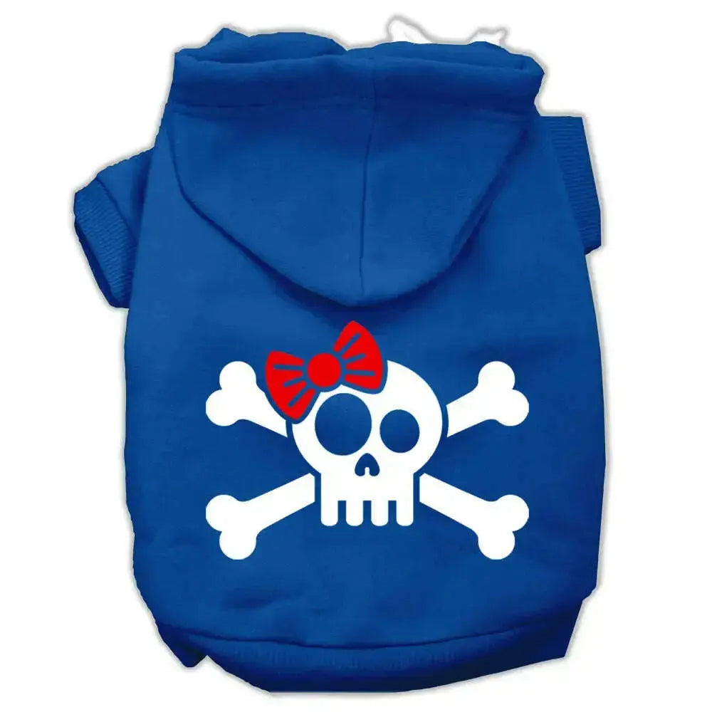 Skull-Crossbone-Bow-Screen-Print-Pet-Hoodies-Blue-Size-Med-GreatEagleInc-333743059