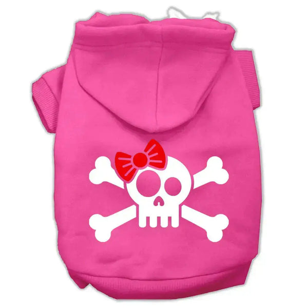 Skull-Crossbone-Bow-Screen-Print-Pet-Hoodies-Bright-Pink-Size-Sm-GreatEagleInc-333742856