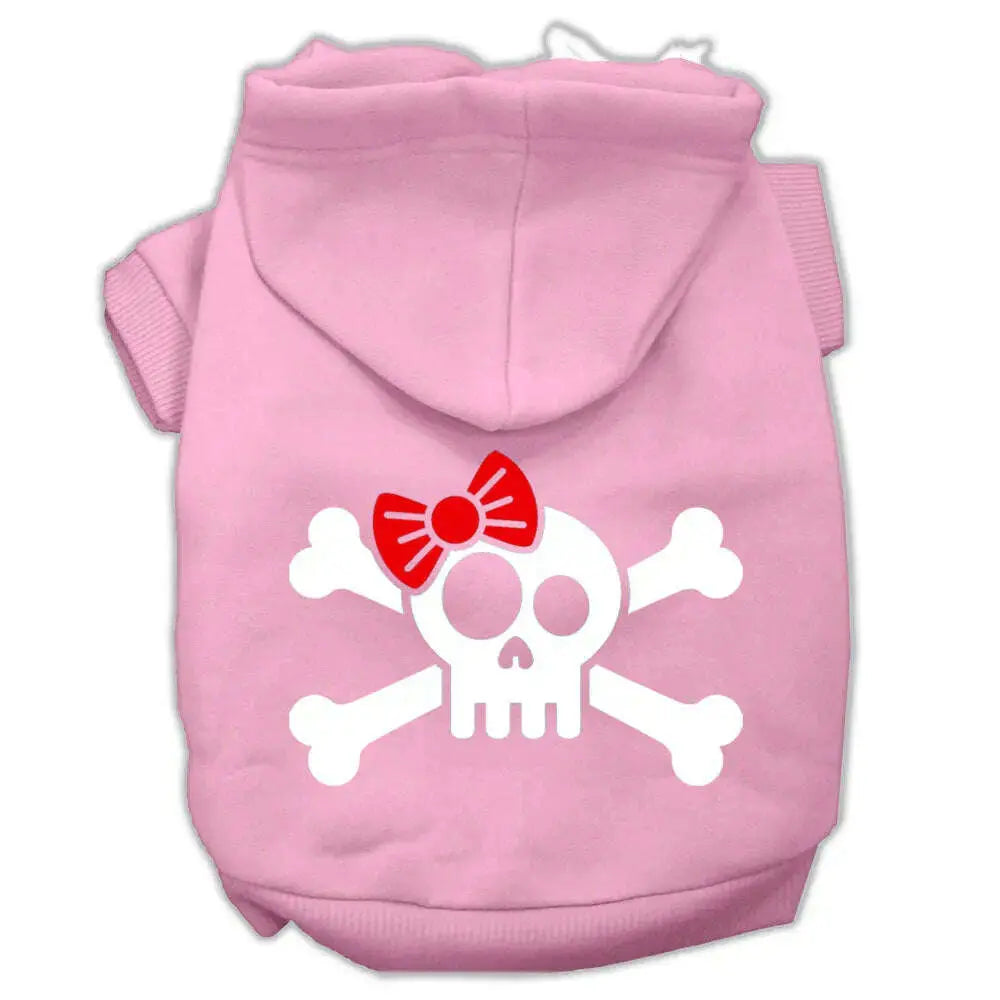 Skull-Crossbone-Bow-Screen-Print-Pet-Hoodies-Light-Pink-Size-Sm-GreatEagleInc-333742716