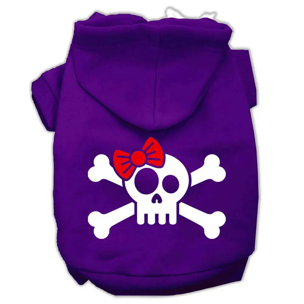 Skull-Crossbone-Bow-Screen-Print-Pet-Hoodies-Purple-Size-Med-GreatEagleInc-333949114