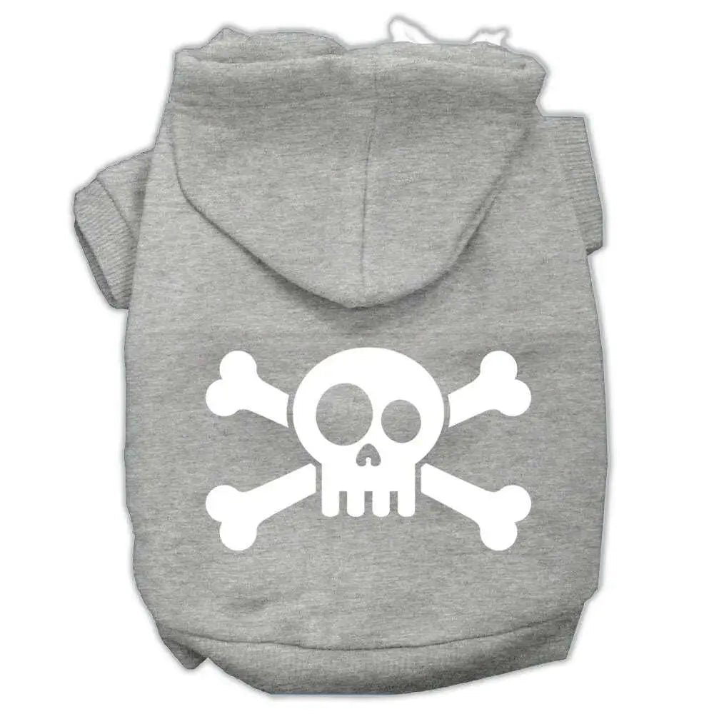 Skull-Crossbone-Screen-Print-Pet-Hoodies-Grey-Size-Med-GreatEagleInc-333741189