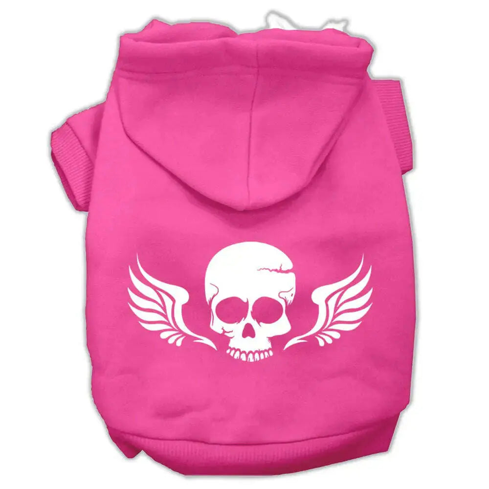 Skull-Wings-Screen-Print-Pet-Hoodies-Bright-Pink-Size-Xl-GreatEagleInc-319899091