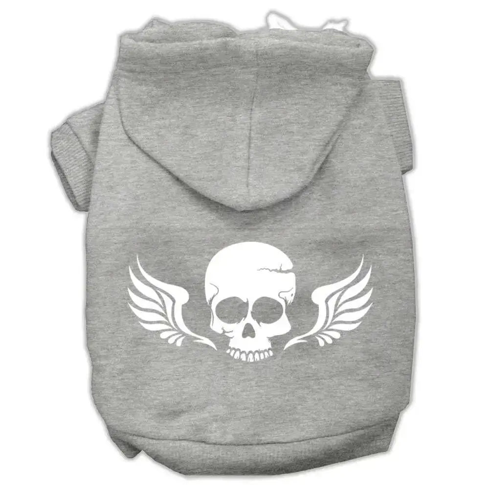 Skull-Wings-Screen-Print-Pet-Hoodies-Grey-Size-Lg-GreatEagleInc-319901588
