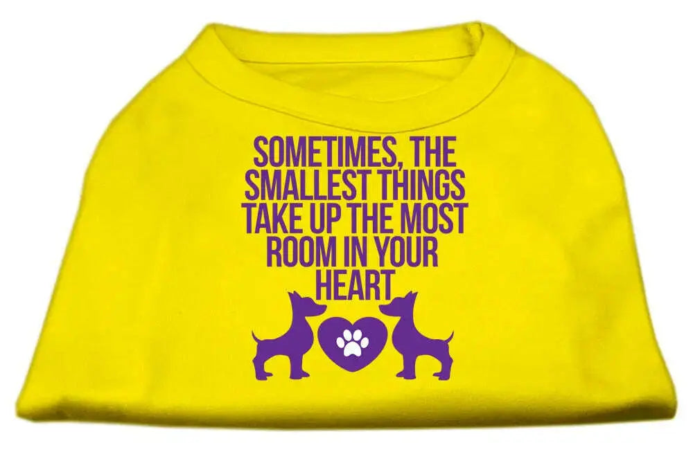 Smallest-Things-Screen-Print-Dog-Shirt-Yellow-Lg-GreatEagleInc-333849592