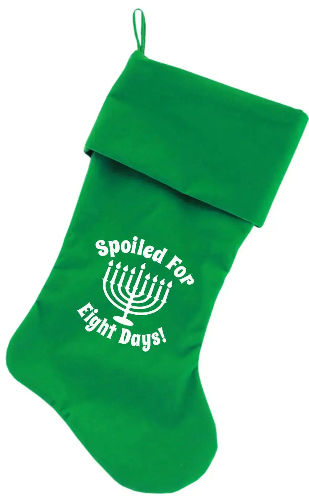 Spoiled-For-8-Days-Screen-Print-18-Inch-Velvet-Christmas-Stocking-Green-GreatEagleInc-333734017