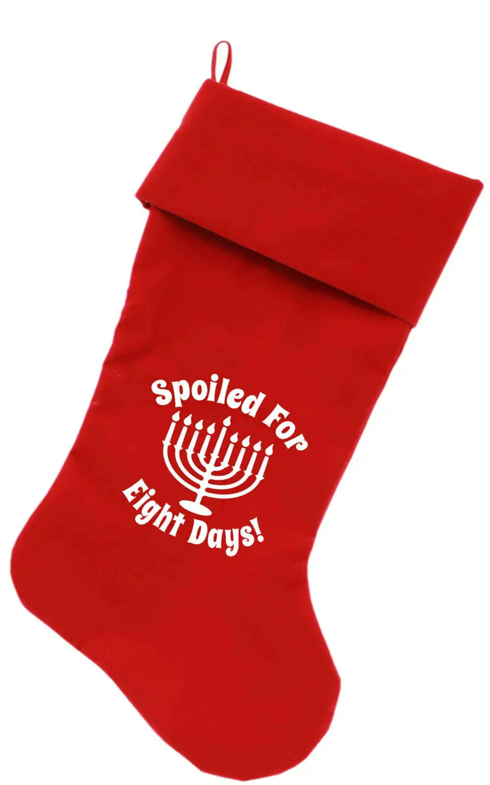 Spoiled-For-8-Days-Screen-Print-18-Inch-Velvet-Christmas-Stocking-Red-GreatEagleInc-333733978