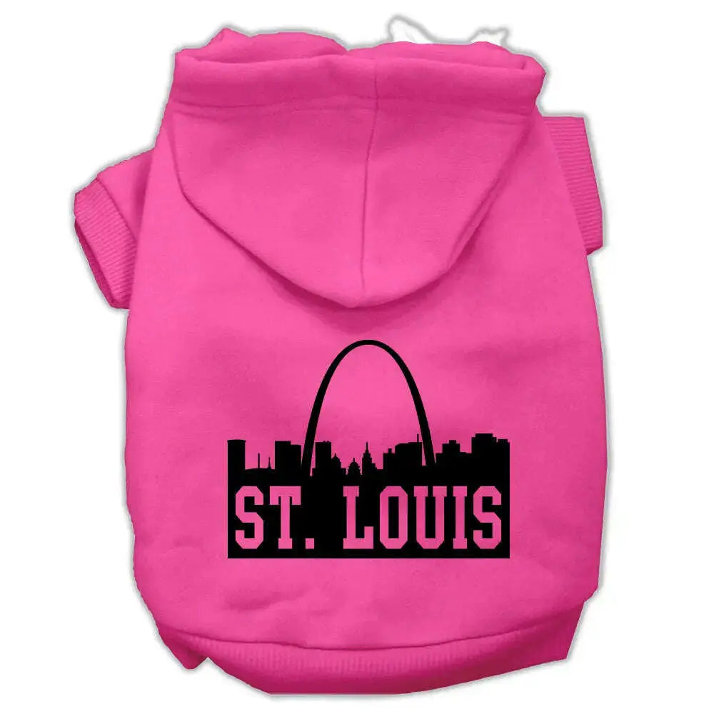St-Louis-Skyline-Screen-Print-Pet-Hoodies-Bright-Pink-Size-Med-GreatEagleInc-319748451