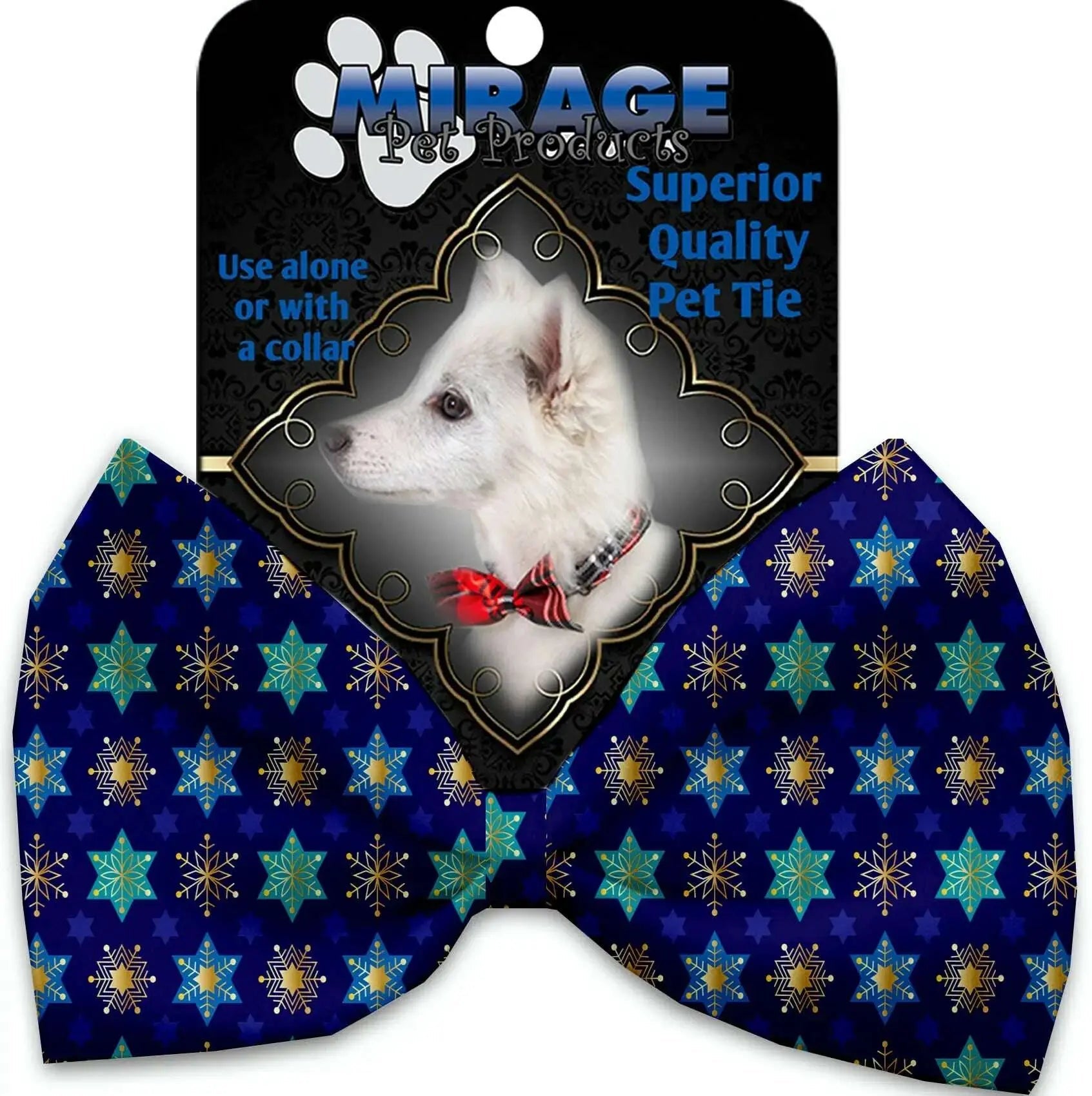Star-Of-David-And-Snowflakes-Pet-Bow-Tie-Collar-Accessory-With-Velcro-GreatEagleInc-320197513