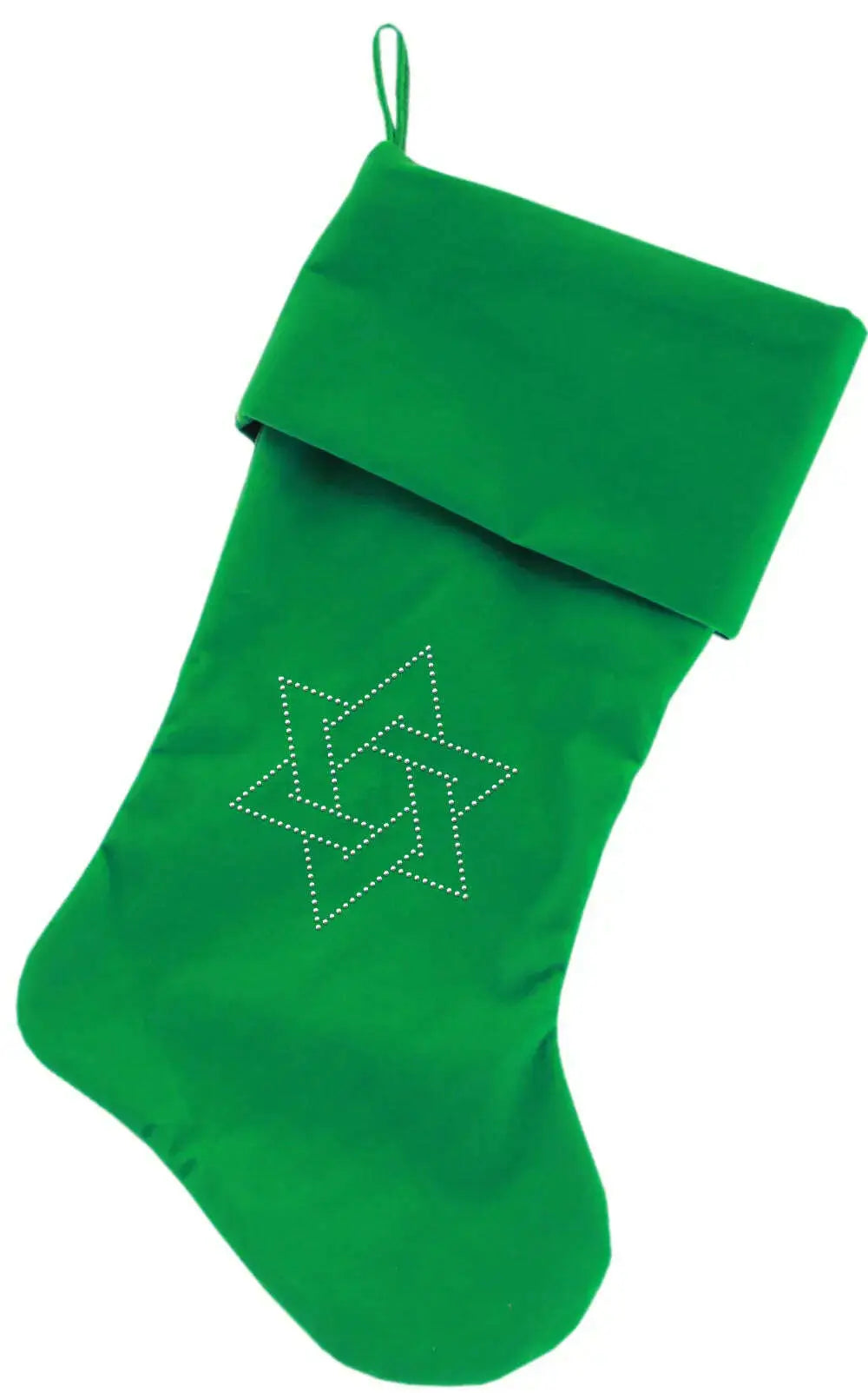 Star-Of-David-Rhinestone-18-Inch-Velvet-Christmas-Stocking-Green-GreatEagleInc-319867778