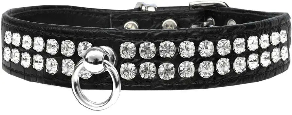 Style-_72-Rhinestone-Designer-Croc-Dog-Collar-Black-Size-12-GreatEagleInc-334342429