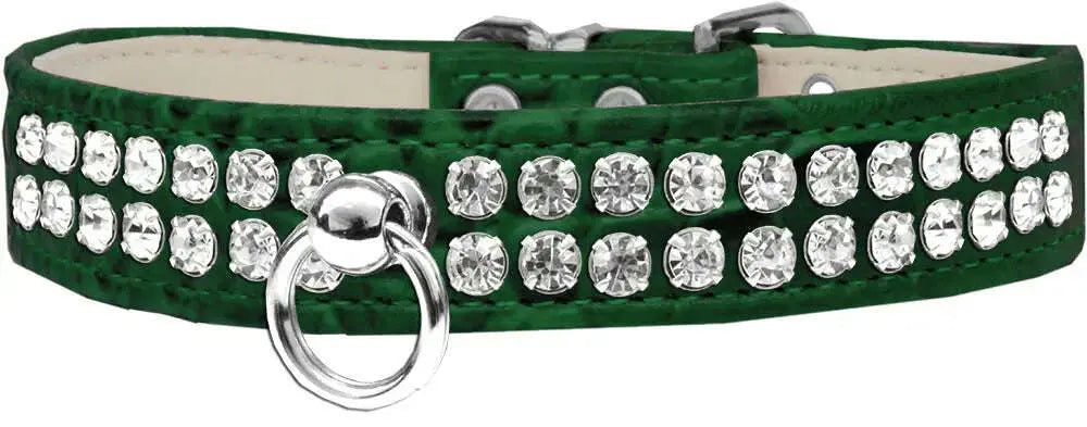 Style-_72-Rhinestone-Designer-Croc-Dog-Collar-Emerald-Green-Size-16-GreatEagleInc-334354029