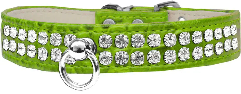 Style-_72-Rhinestone-Designer-Croc-Dog-Collar-Lime-Green-Size-14-GreatEagleInc-334355587
