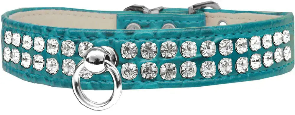 Style-_72-Rhinestone-Designer-Croc-Dog-Collar-Turquoise-Size-18-GreatEagleInc-334358186