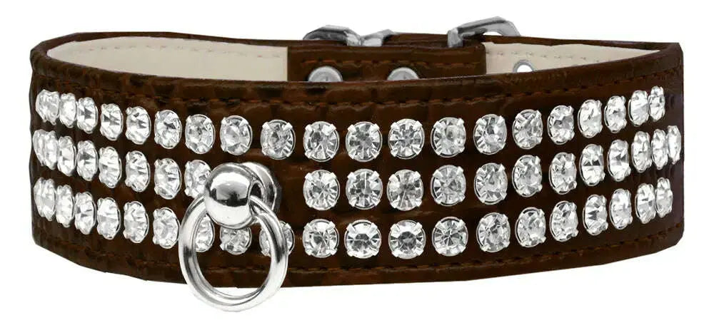 Style-_73-Rhinestone-Designer-Croc-Dog-Collar-Chocolate-Size-20-GreatEagleInc-334361442