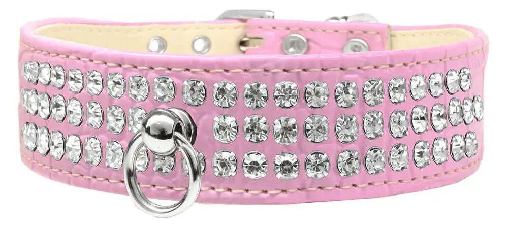 Style-_73-Rhinestone-Designer-Croc-Dog-Collar-Light-Pink-Size-22-GreatEagleInc-334363976