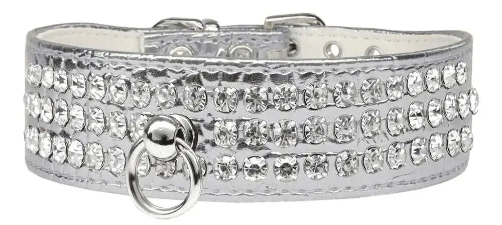 Style-_73-Rhinestone-Designer-Croc-Dog-Collar-Silver-Size-20-GreatEagleInc-334344427