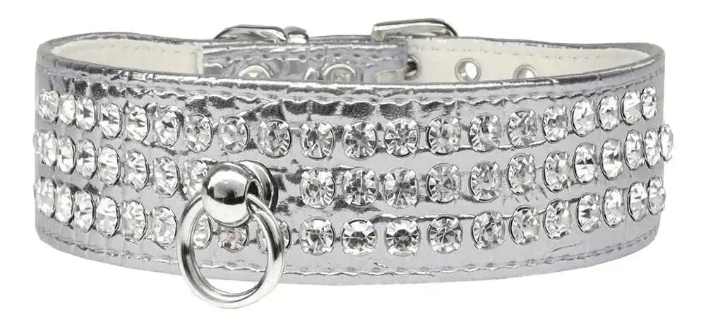 Style-_73-Rhinestone-Designer-Croc-Dog-Collar-Silver-Size-22-GreatEagleInc-334344518