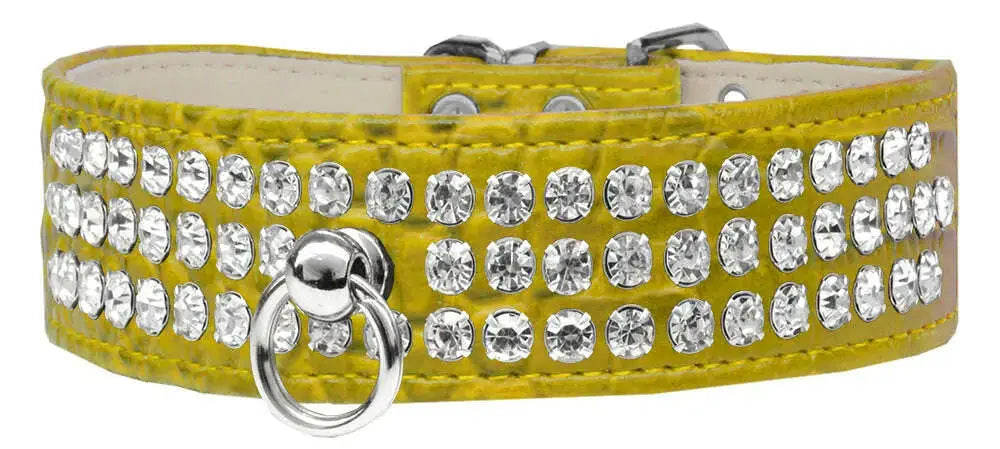 Style-_73-Rhinestone-Designer-Croc-Dog-Collar-Yellow-Size-12-GreatEagleInc-334344890