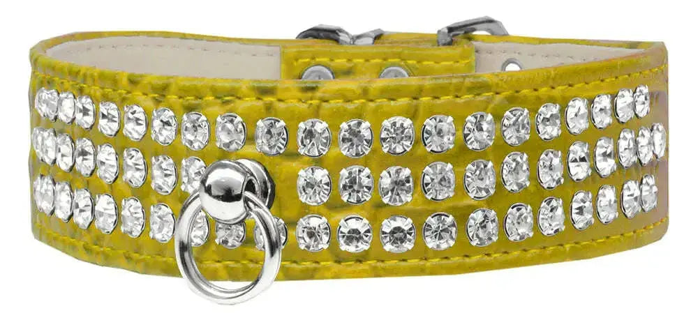 Style-_73-Rhinestone-Designer-Croc-Dog-Collar-Yellow-Size-24-GreatEagleInc-334345483