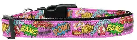 Superhero-Sound-Effects-Pink-Nylon-Dog-Collar-Xl-GreatEagleInc-318844884