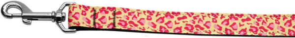 Tan-And-Pink-Leopard-Nylon-Dog-Leash-5-8-Inch-Wide-4ft-Long-GreatEagleInc-318494247