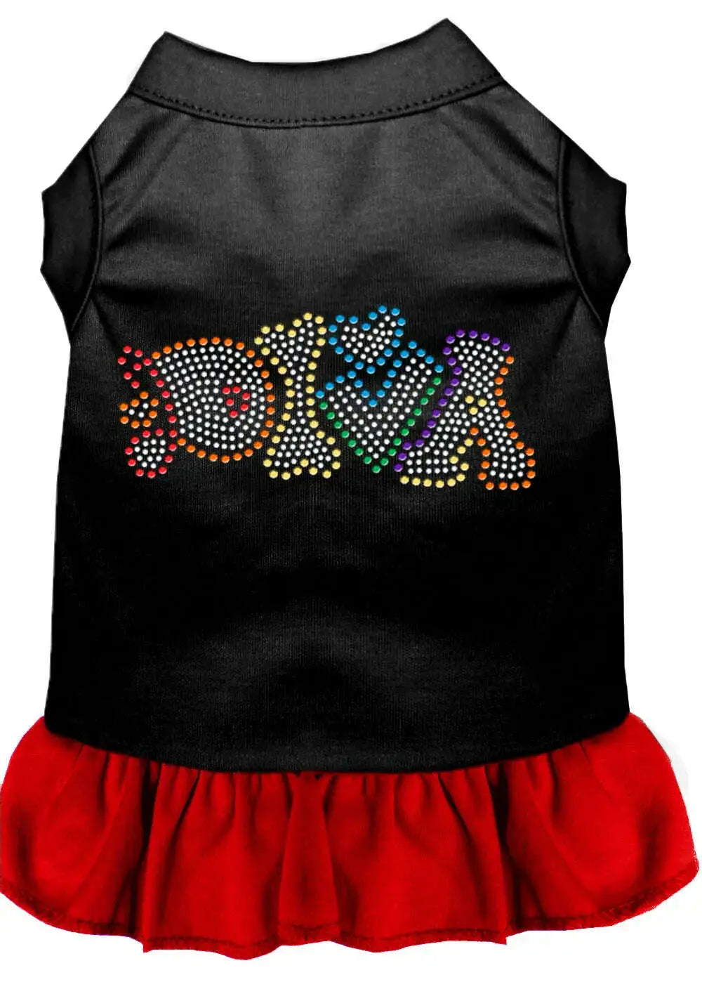 Technicolor-Diva-Rhinestone-Pet-Dress-Black-With-Red-Xs-GreatEagleInc-333859667