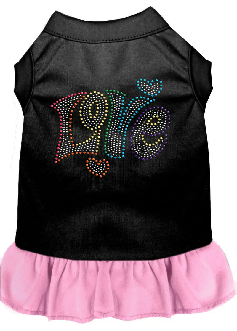 Technicolor-Love-Rhinestone-Pet-Dress-Black-With-Light-Pink-Sm-GreatEagleInc-319289134