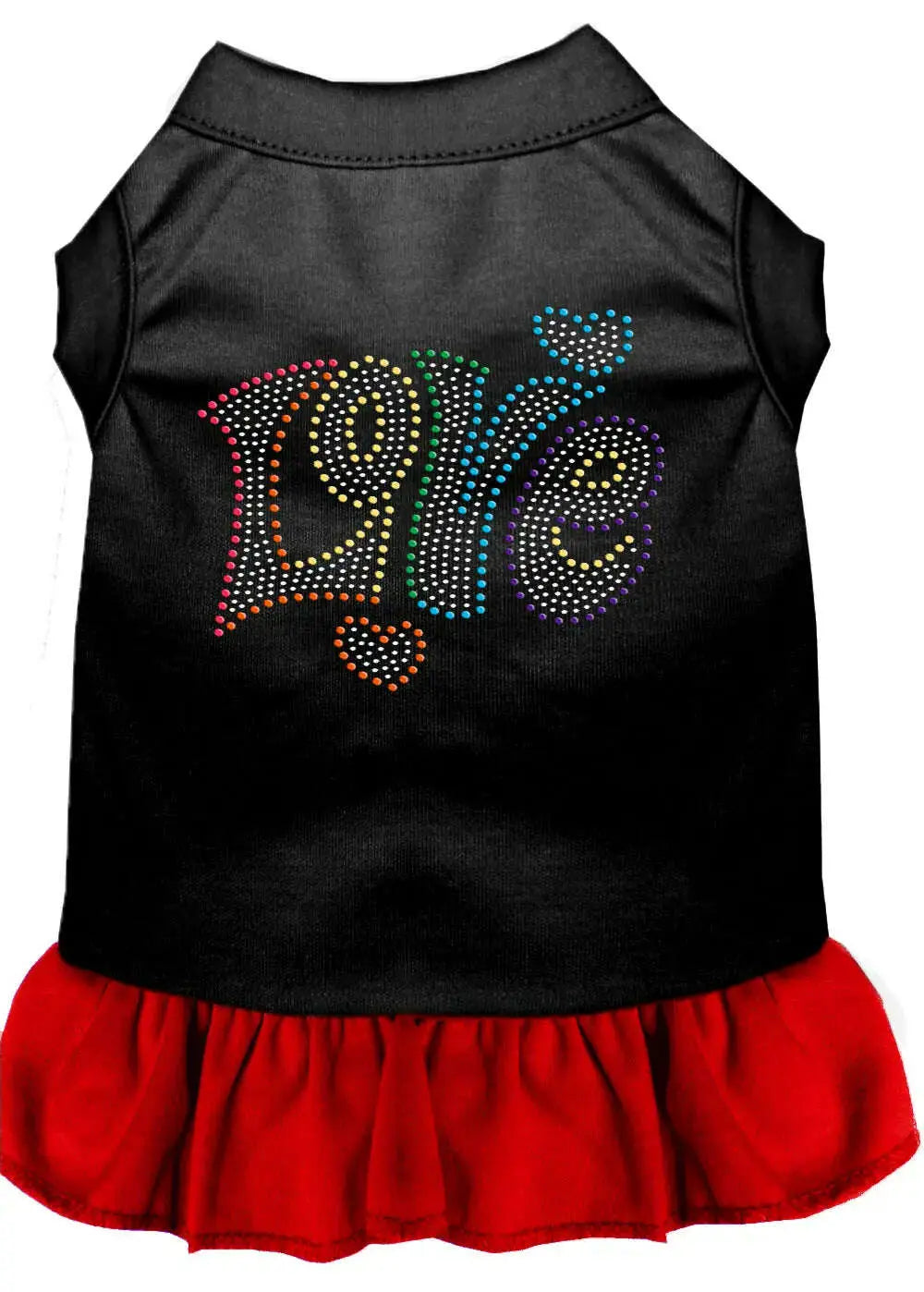 Technicolor-Love-Rhinestone-Pet-Dress-Black-With-Red-Xs-GreatEagleInc-319286836