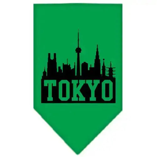 Tokyo-Skyline-Screen-Print-Bandana-Emerald-Green-Small-GreatEagleInc-318505254