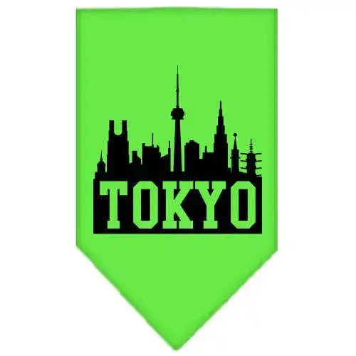 Tokyo-Skyline-Screen-Print-Bandana-Lime-Green-Large-GreatEagleInc-318504157
