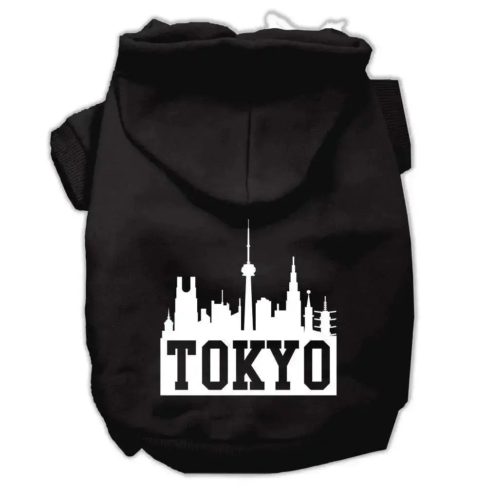Tokyo-Skyline-Screen-Print-Pet-Hoodies-Black-Size-Lg-GreatEagleInc-318668370