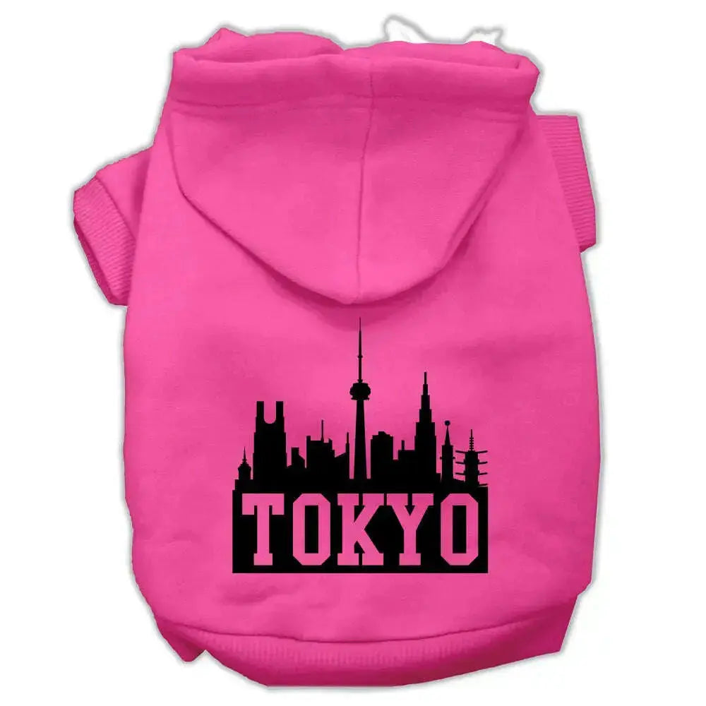 Tokyo-Skyline-Screen-Print-Pet-Hoodies-Bright-Pink-Size-Xs-GreatEagleInc-319740896