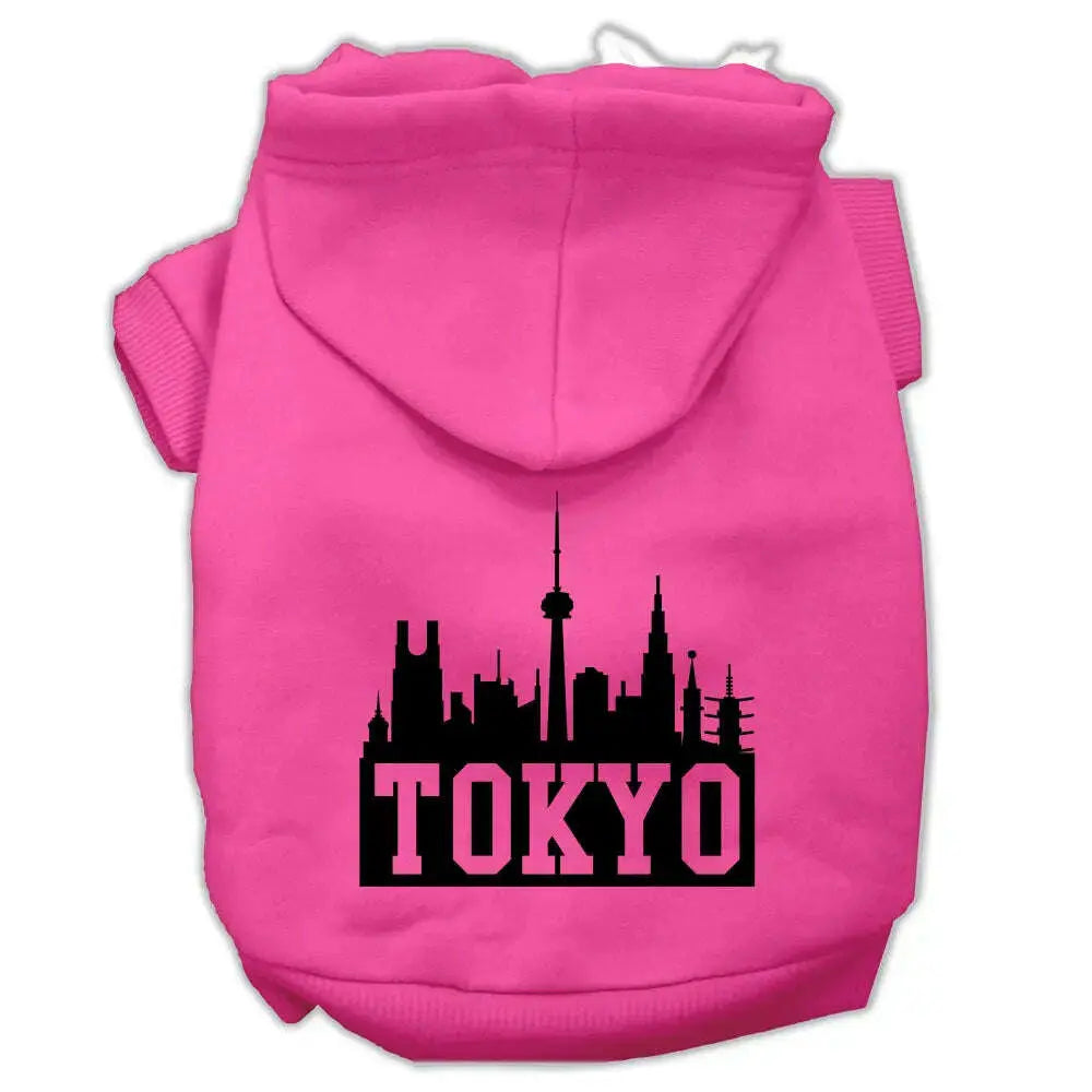 Tokyo-Skyline-Screen-Print-Pet-Hoodies-Bright-Pink-Size-Xxl-GreatEagleInc-319740322