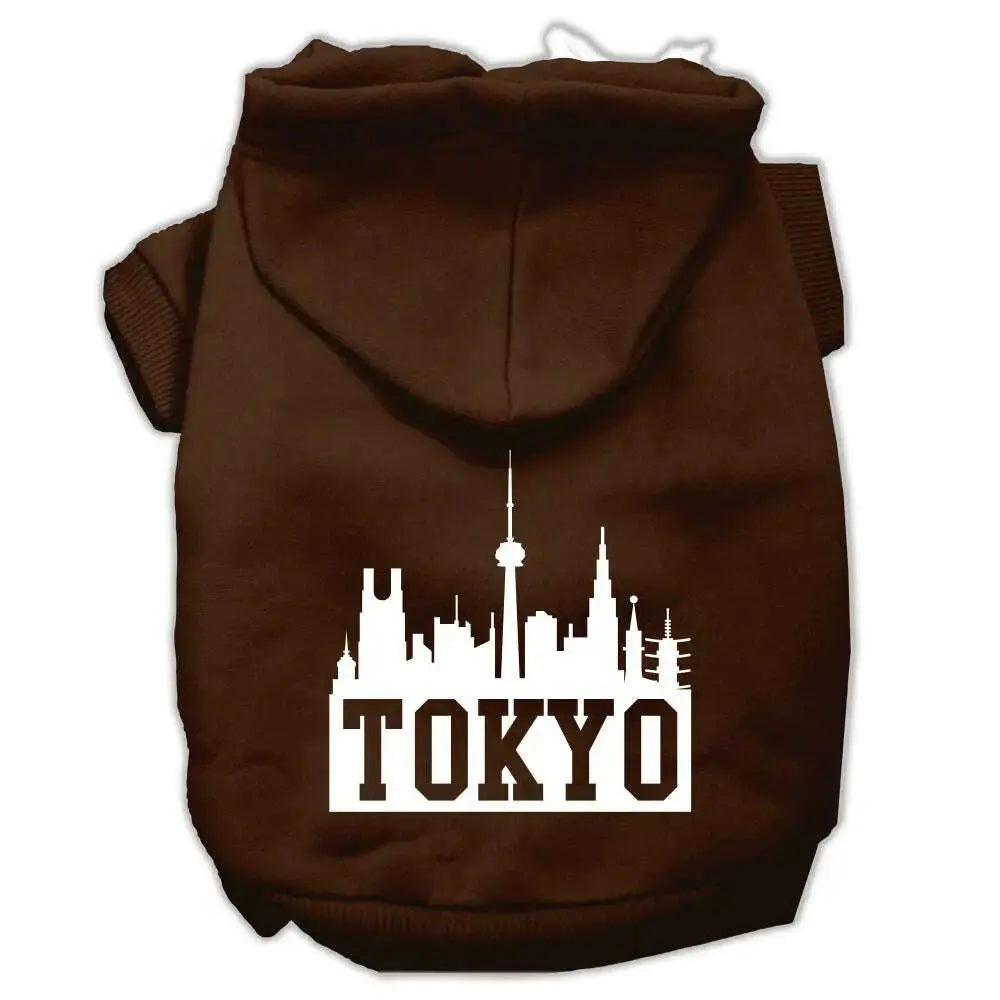 Tokyo-Skyline-Screen-Print-Pet-Hoodies-Brown-Size-Xxxl-GreatEagleInc-319739545