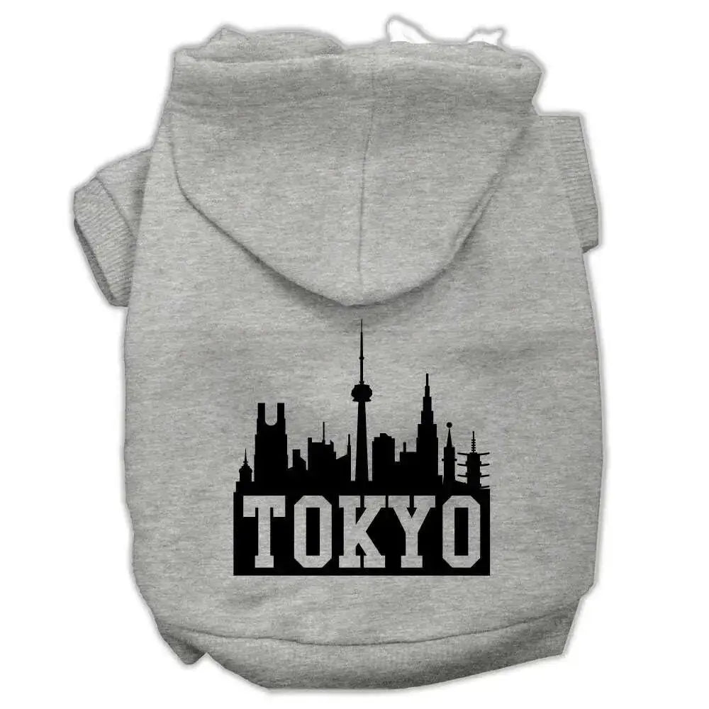 Tokyo-Skyline-Screen-Print-Pet-Hoodies-Grey-Size-Xl-GreatEagleInc-318669121