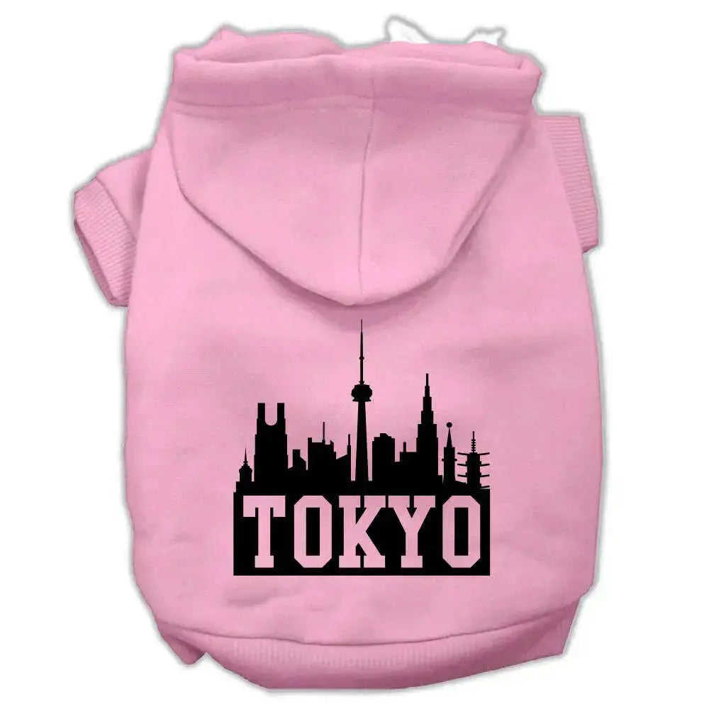 Tokyo-Skyline-Screen-Print-Pet-Hoodies-Light-Pink-Size-Sm-GreatEagleInc-318637832