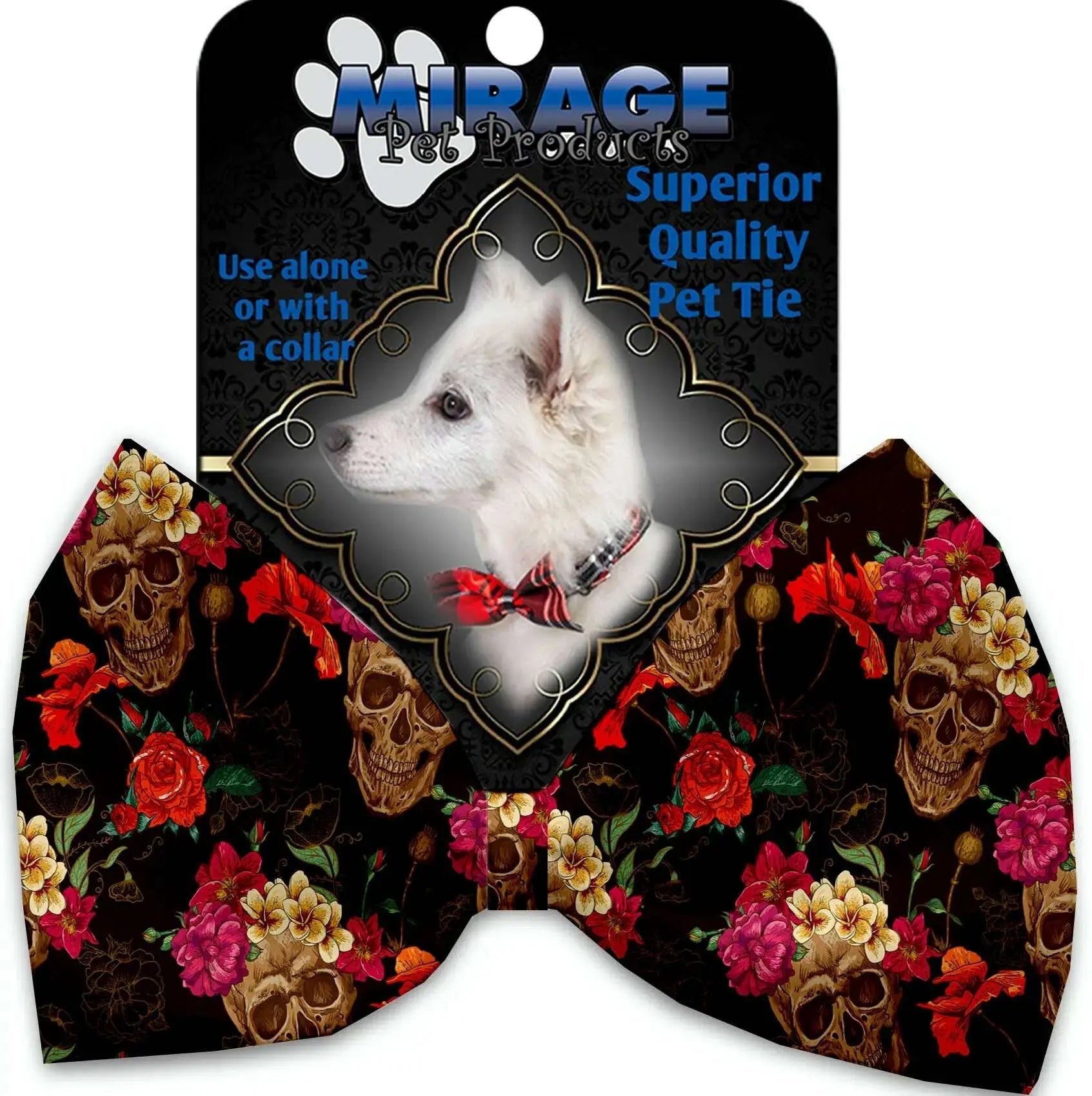 Tropical-Skulls-Pet-Bow-Tie-Collar-Accessory-With-Velcro-GreatEagleInc-333867047