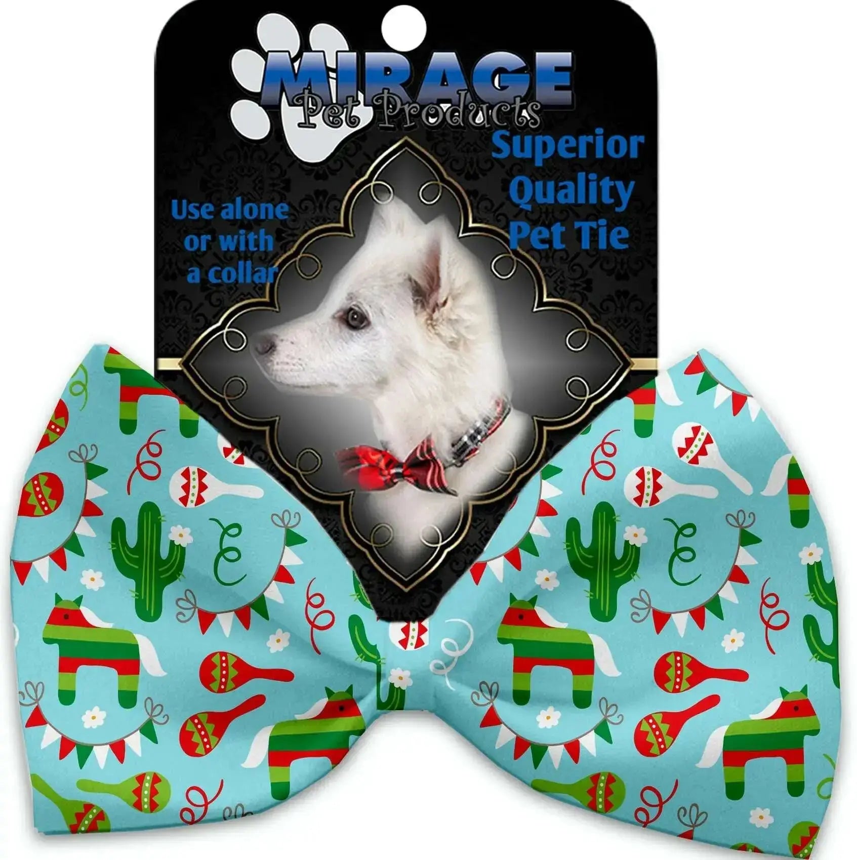 Turquoise-Fiesta-Pet-Bow-Tie-Collar-Accessory-With-Velcro-GreatEagleInc-318522831
