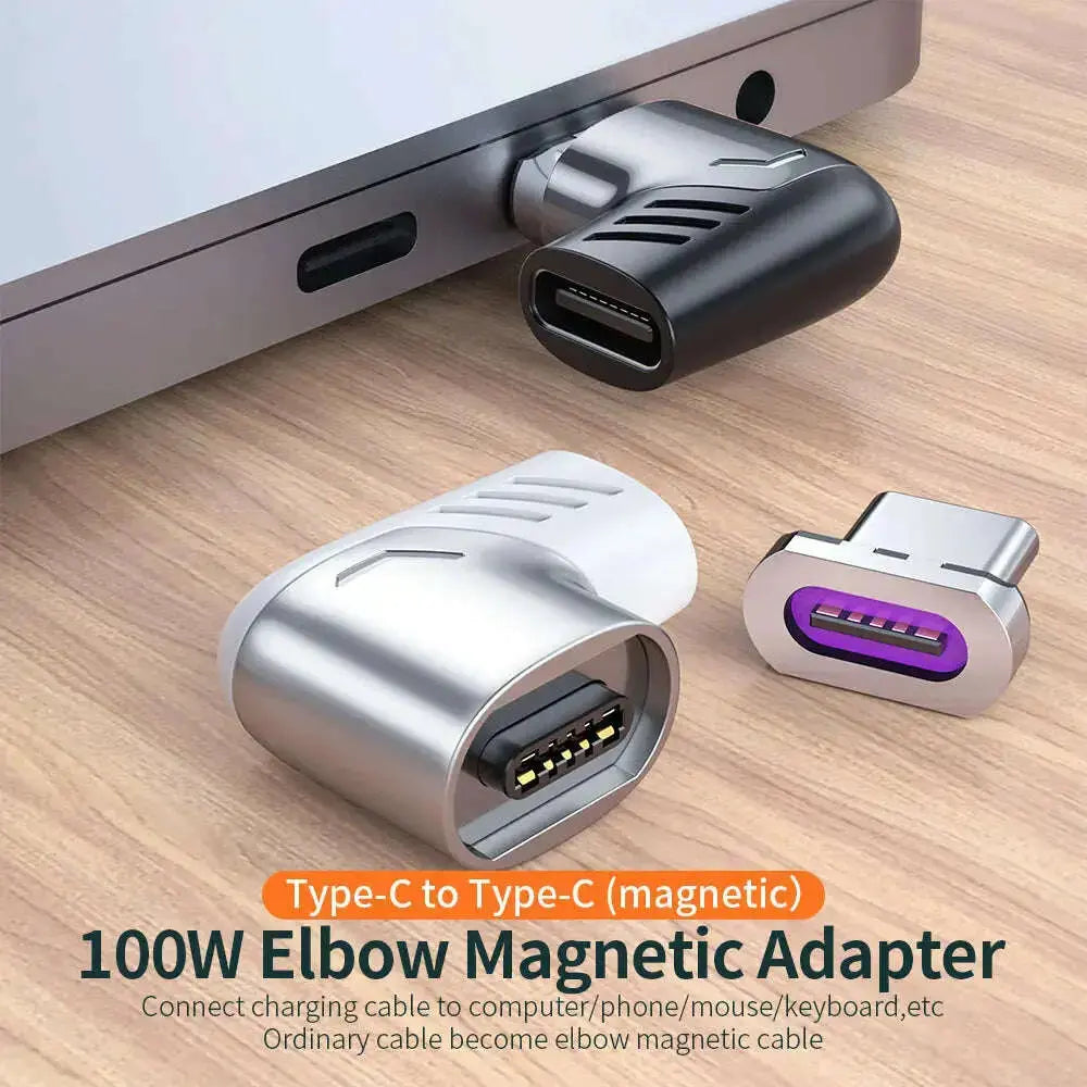 USB-C-To-Type-C-Magnetic-Charge-Adapter-PD100W-5A-Fast-Charging-Cable-Converter-Right-Angle-480Mbp-s-Data-Sync-Connector-GreatEagleInc-334102888